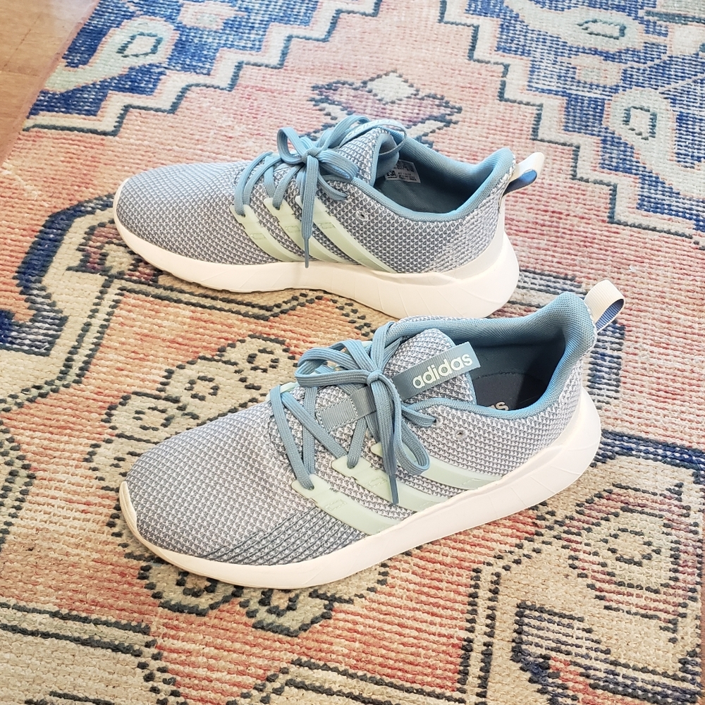 Adidas light blue running shoes